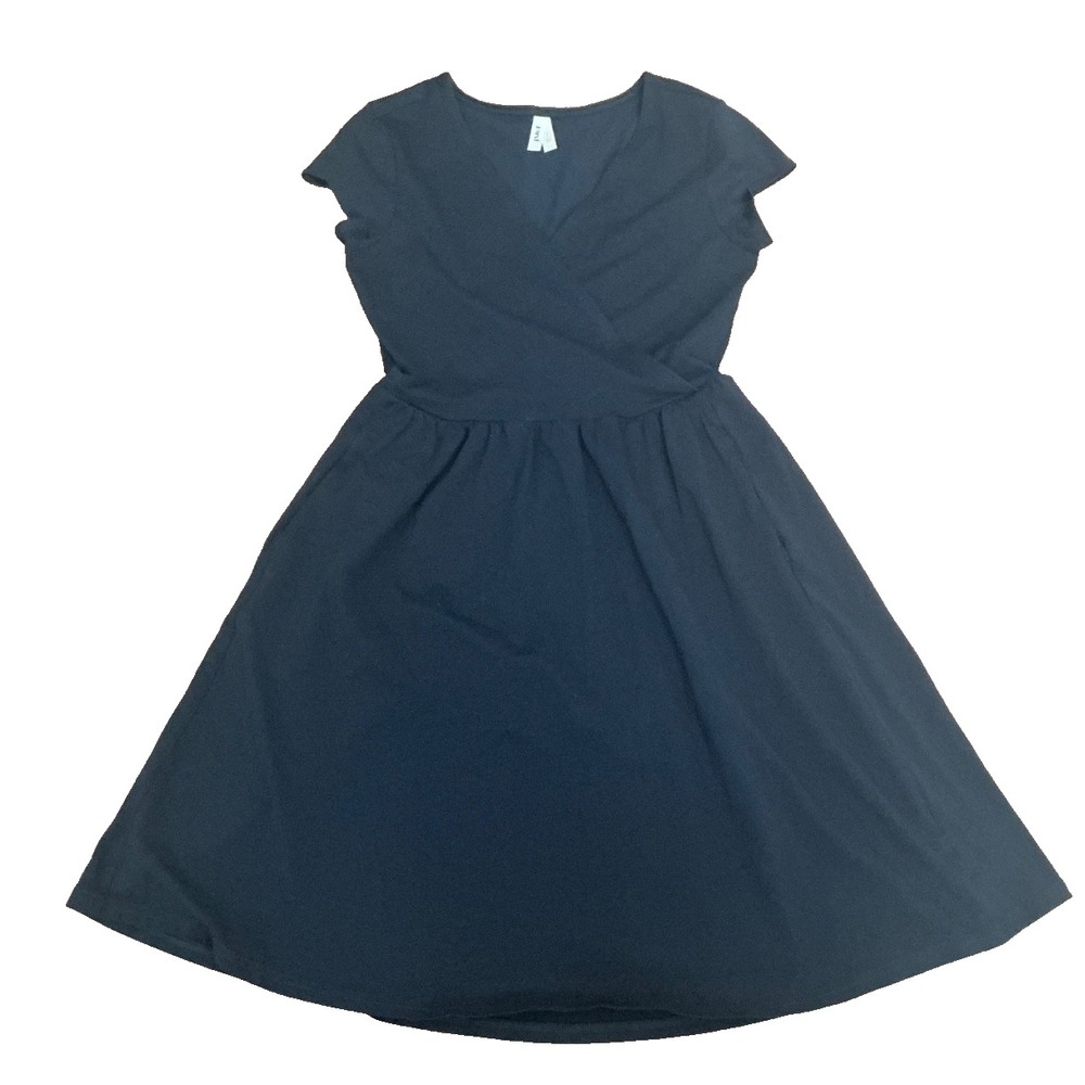 Pact Women's Fit & Flare Crossover Dress Small Eclipse Navy Stylish